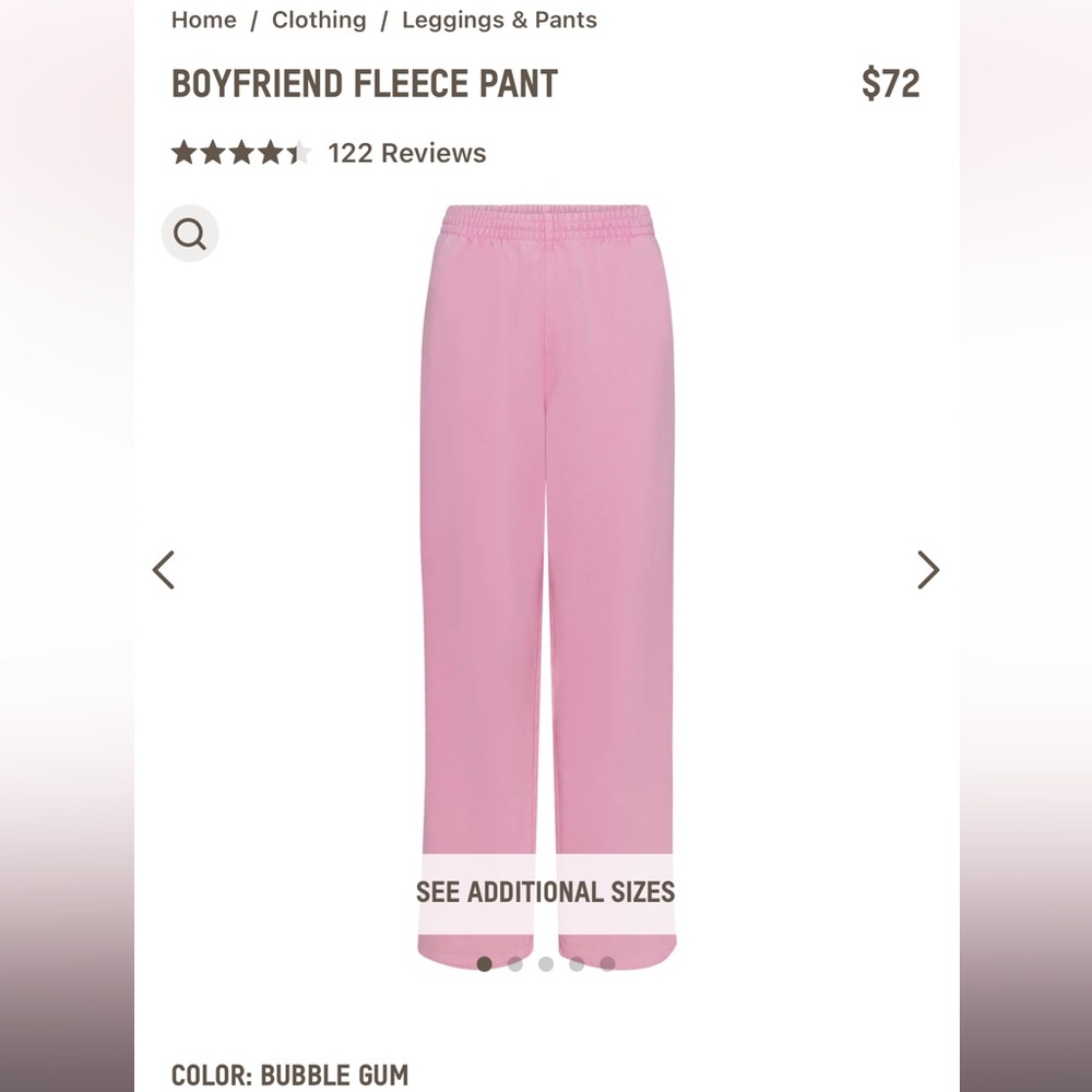 Skims boyfriend fleece pant in bubble gum